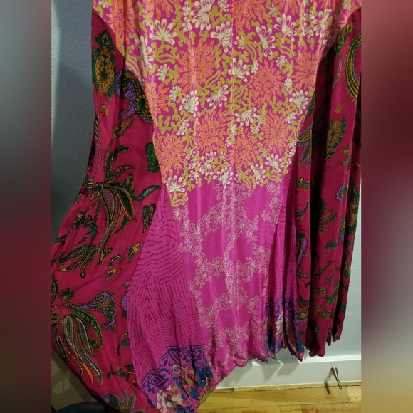 The Territory Ahead 100% Silk Boho Patchwork Pattern Maxi Dress Size 14 - Picture 8 of 8